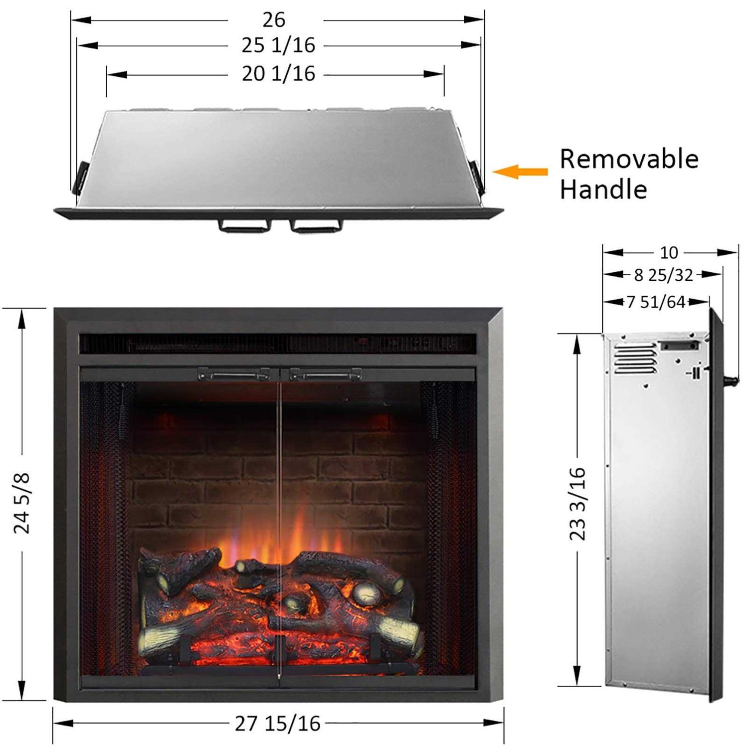 Puraflame Klaus Electric Fireplace Insert with Fire Crackling Sound Glass Door and Mesh Screen - Image 4