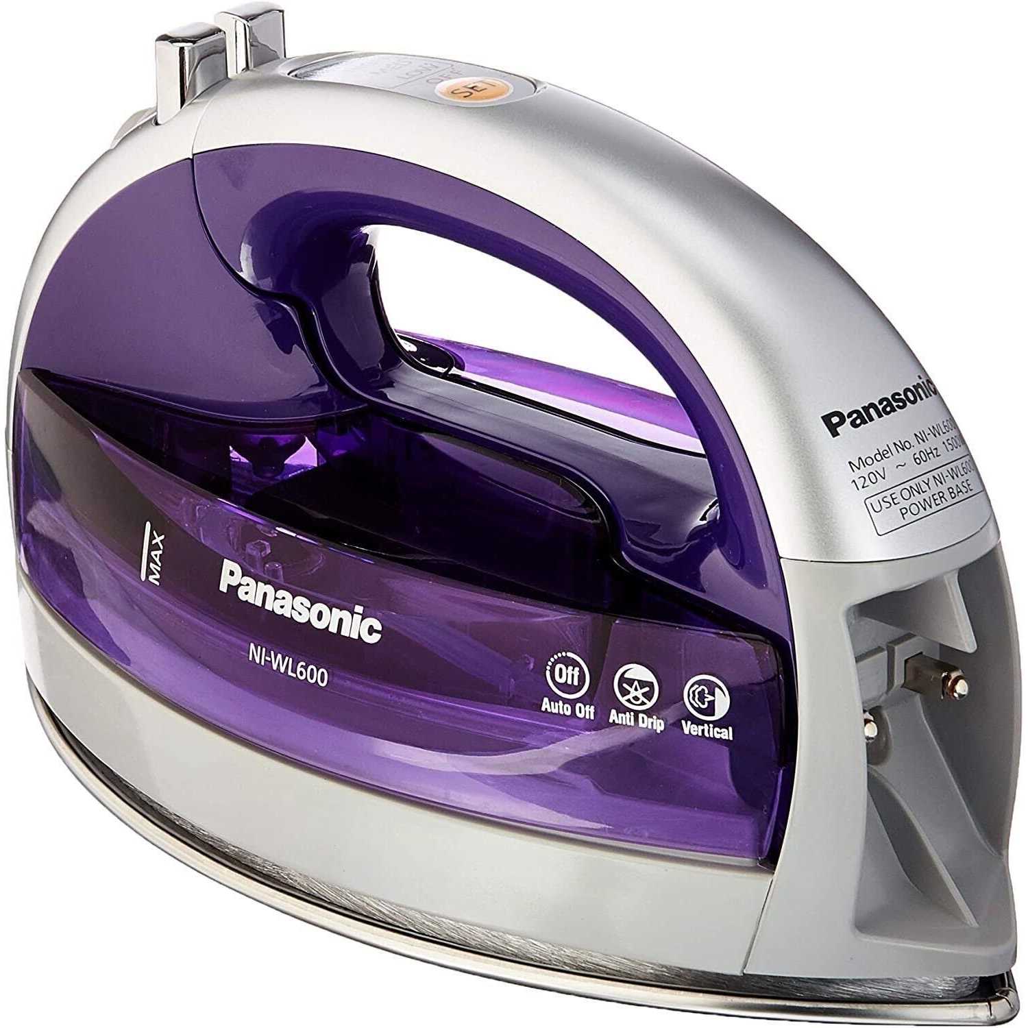 Panasonic NI-WL600 Cordless, Portable 1500W Contoured Multi-Directional Steam/Dry Iron, Stainless Steel Soleplate, Power Base and Carrying/Storage - Image 4