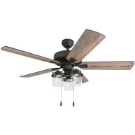 52 Prominence Home Briarcrest Bronze Farmhouse LED Ceiling Fan with Light