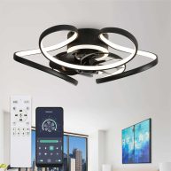 Oaks Aura 22 in. Integrated LED Indoor Black Flush Mount Ceiling Fan with Light DC2203