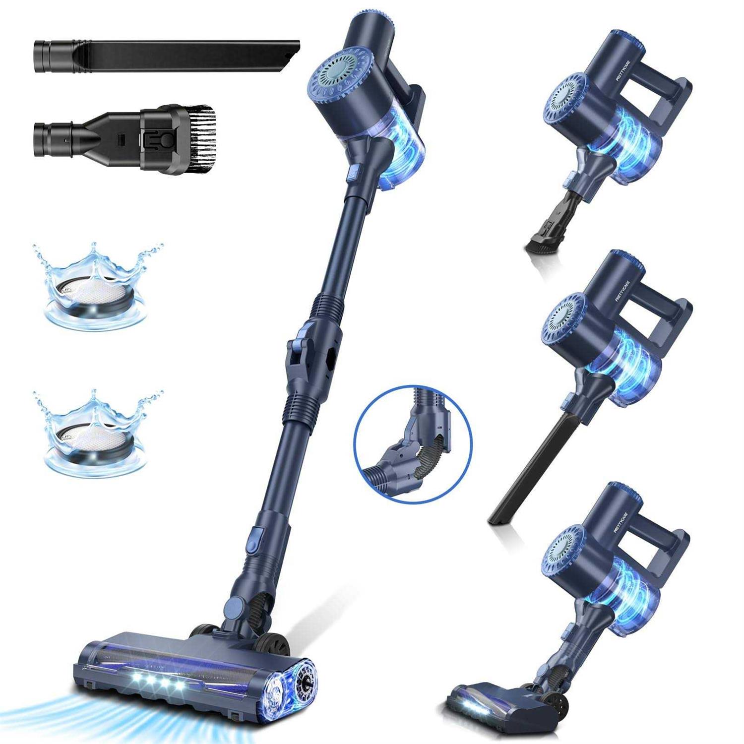 PRETTYCARE Cordless Vacuum Cleaner 6 in 1 Lightweight Stick Vacuum Self-Standing with Powerful Suction