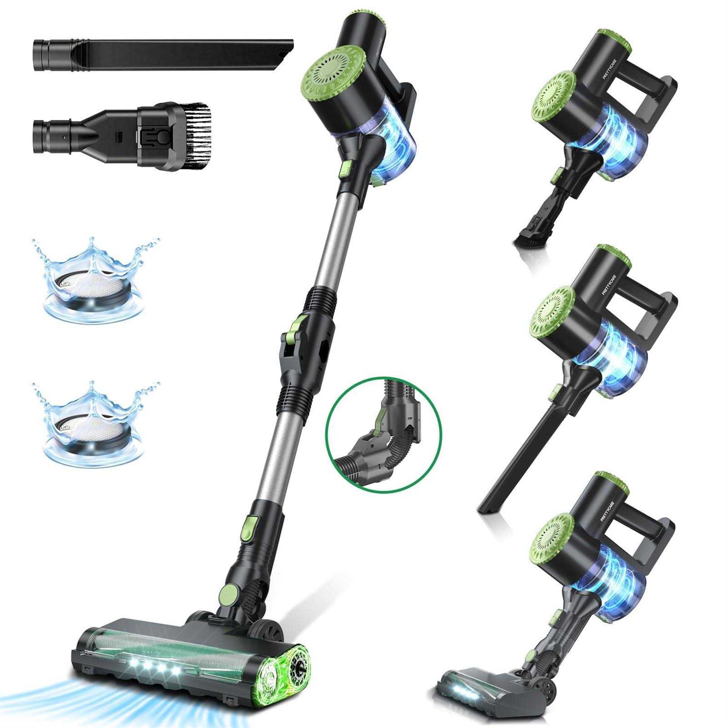 PRETTYCARE Cordless Vacuum Cleaner 6 in 1 Lightweight Stick Vacuum Self-Standing with Powerful Suction