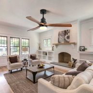 52 and 60 Noiseless Walnut Wood Ceiling Fan with Remote Control,Light Integrated Optional