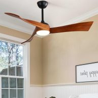 52 and 60 Noiseless Walnut Wood Ceiling Fan with Remote Control,Light Integrated Optional