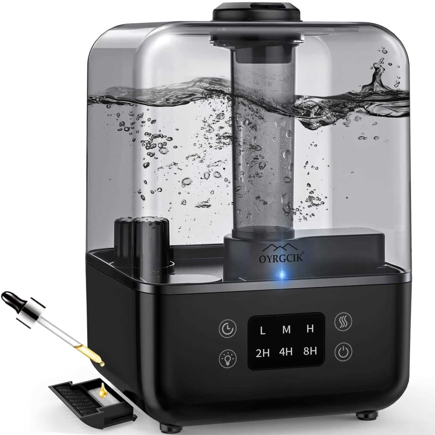 OYRGCIK Humidifiers For Bedroom Ultrasonic 5l Top Fill Humidifiers For Large Room Baby Home with 360° Rotation Nozzle