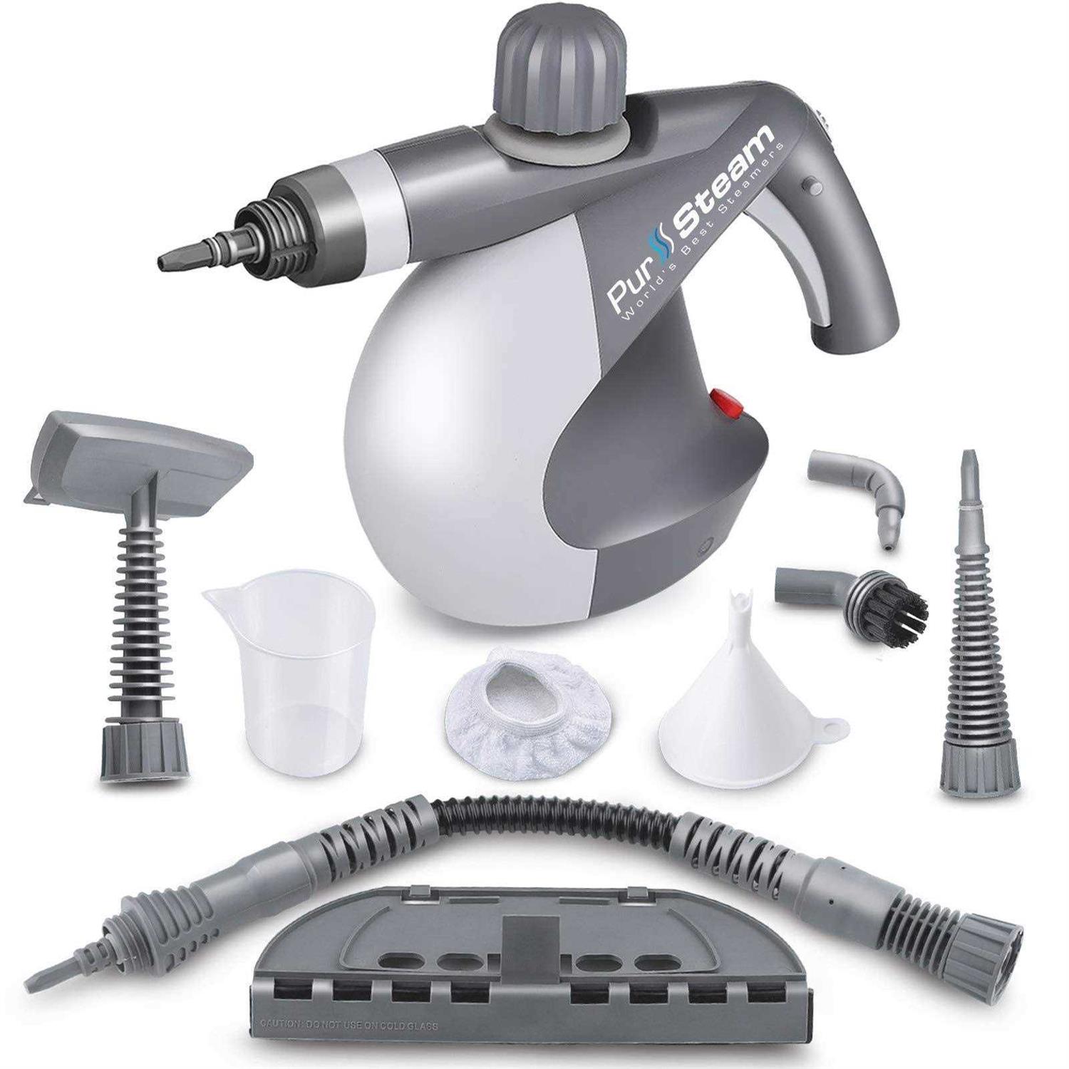 Pursteam Handheld Pressurized Steam Cleaner with 9 Multi-Surface Cleaning Attachment Tools