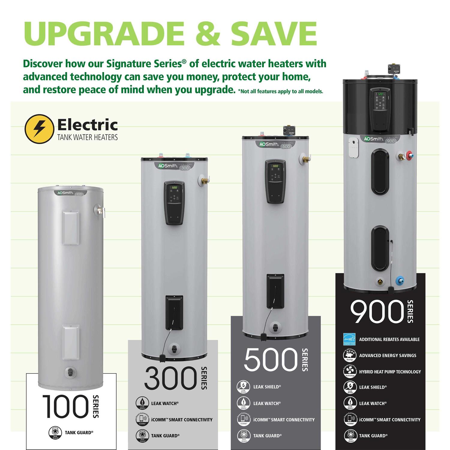 a.o. Smith Signature 100 40-Gallon Short 6-year Limited Warranty 3800-Watt Double Element Electric Water Heater E6-40R38D TTP - Image 3