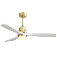 52 inch Indoor and Outdoor Downrod Solid Wood Ceiling Fan with Remote,Integrated Light Optional
