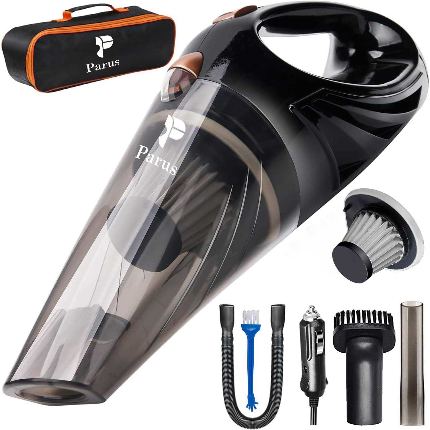 PARUS Car Vacuum Cleaner, a Portable, high Power, Handheld Vacuum That Comes with attachments, a 16ft Cord, and a Bag. This kit is Essential