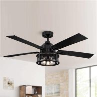 Parrot Uncle 52 inch Industrial Reversible 5-Blade Mesh LED Ceiling Fan with Remote