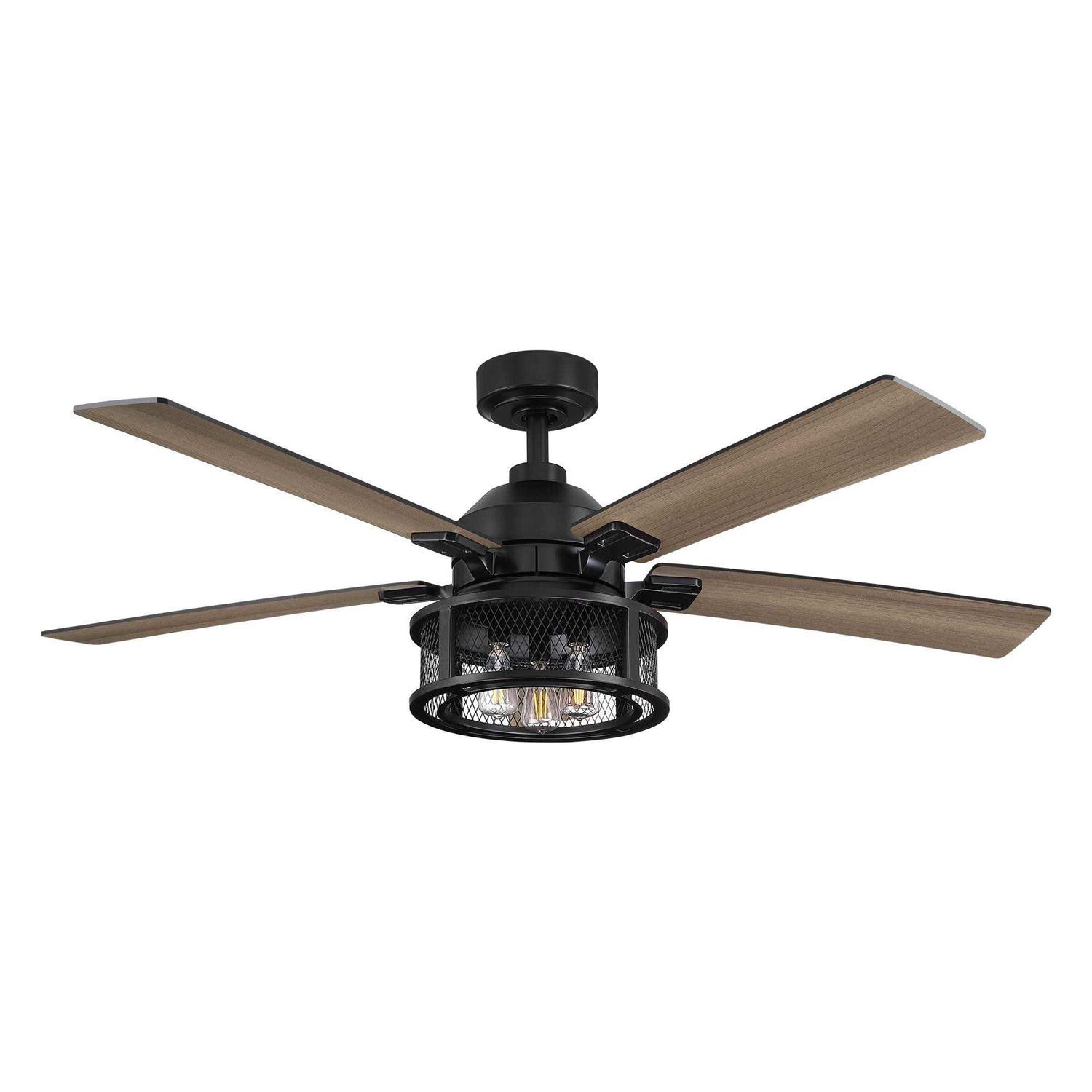 Parrot Uncle 52 inch Industrial Reversible 5-Blade Mesh LED Ceiling Fan with Remote - Image 3