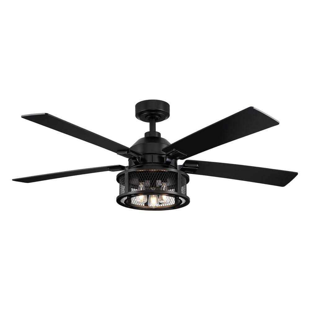 Parrot Uncle 52 inch Industrial Reversible 5-Blade Mesh LED Ceiling Fan with Remote