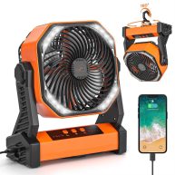 20000mAh Rechargeable Camping Fan with LED Lantern 58hrs Portable Battery Operated Desk Fan with Hanging Hook for Camping Picnic Fishing Hurricane