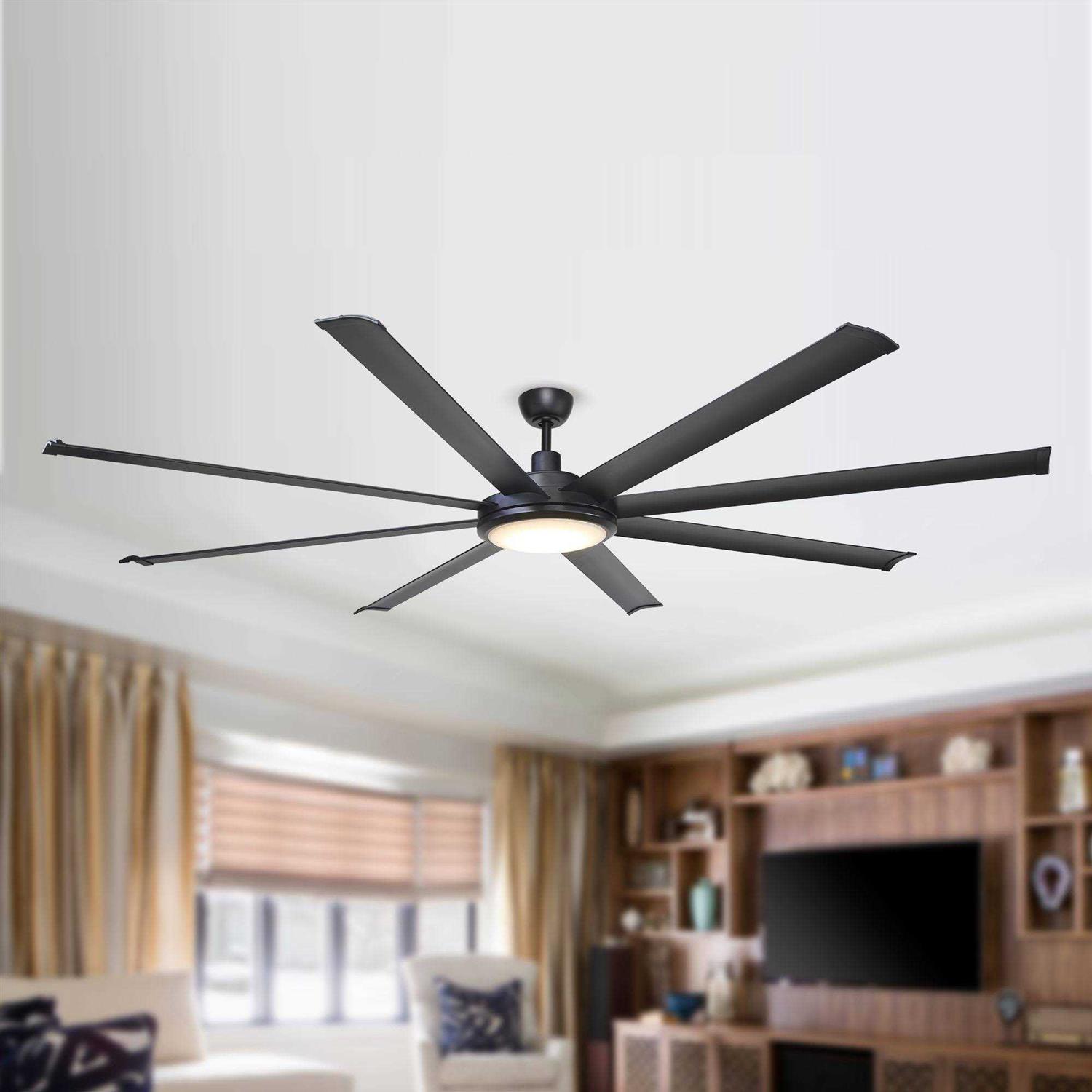 Parrot Uncle 75-inch Larger Black Aluminum 8-Blade LED Ceiling Fan with Remote - Image 4