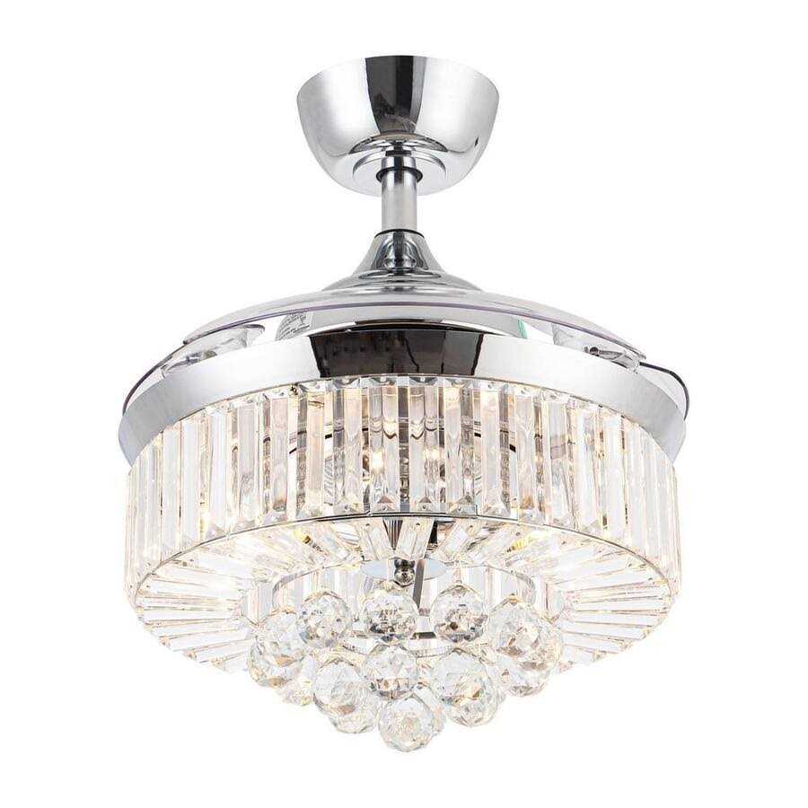 Parrot Uncle Broxburne 36 in. Modern Chrome Retractable 3-Blade Crystal Ceiling Fan with Light Kit and Remote Control - Image 2