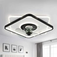 Oaks Aura Cotti 20 in. Integrated LED Indoor White Square Low Profile Ceiling Fan with Light DC2009