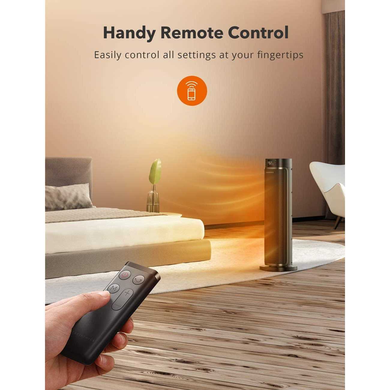 refurbished Taotronics Space Heater Tt-he003 Oscillating w/ Remote Tower Heating Fan Di25 - Image 2