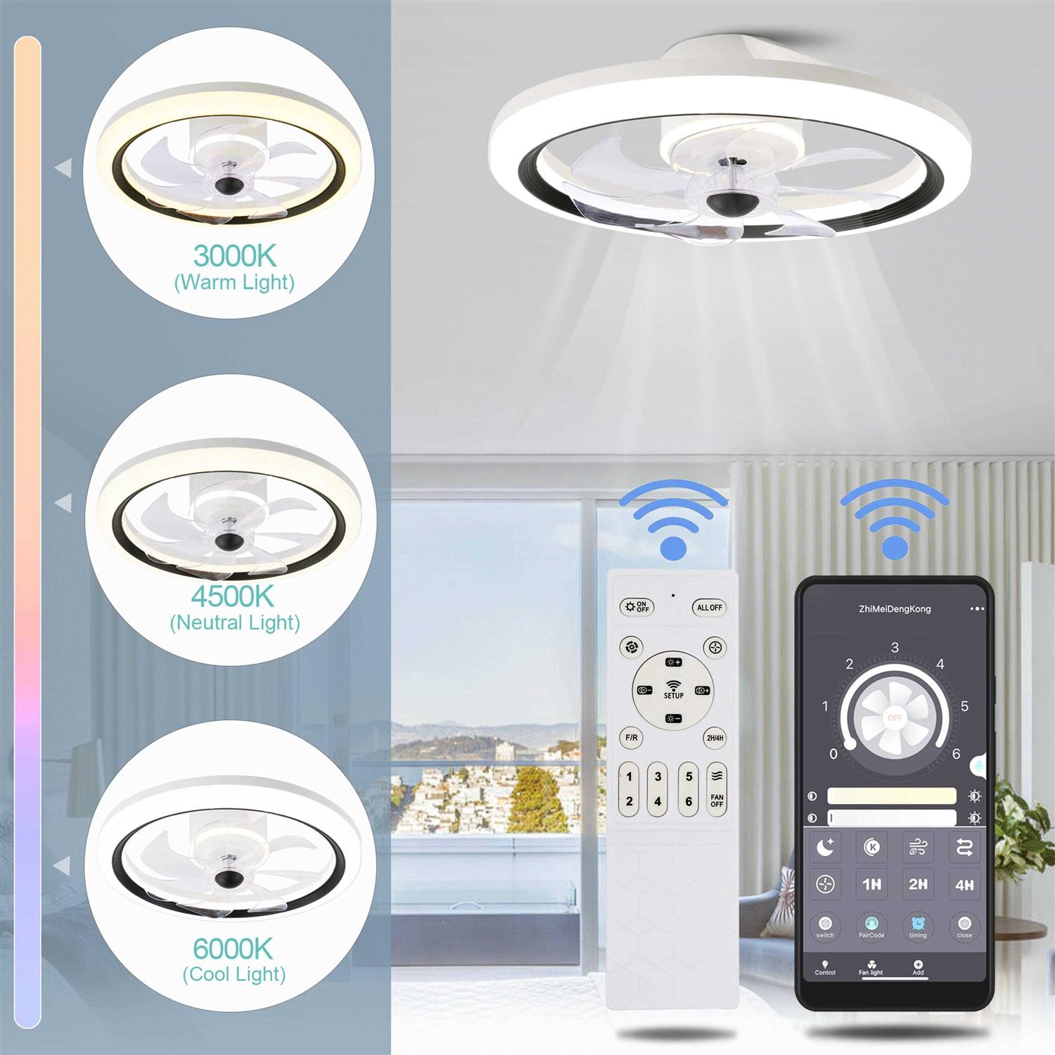 Oaks Aura 20in.LED Smart App Remote Control Ceiling Fans with Lights DC2005 - Image 5