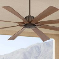 Possini Euro Design Defender Modern Indoor Outdoor Ceiling Fan with Dimmable LED Light Remote Brushed Nickel Damp Rated Patio