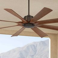 Possini Euro Design Defender Modern Indoor Outdoor Ceiling Fan with Dimmable LED Light Remote Brushed Nickel Damp Rated Patio
