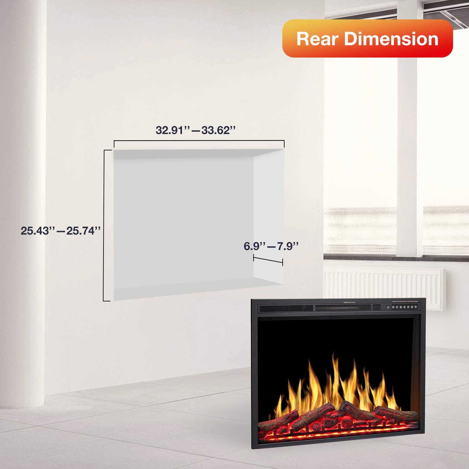 R.w.Flame 34 Electric Fireplace Insert Adjuatble Flame Colors - Image 4