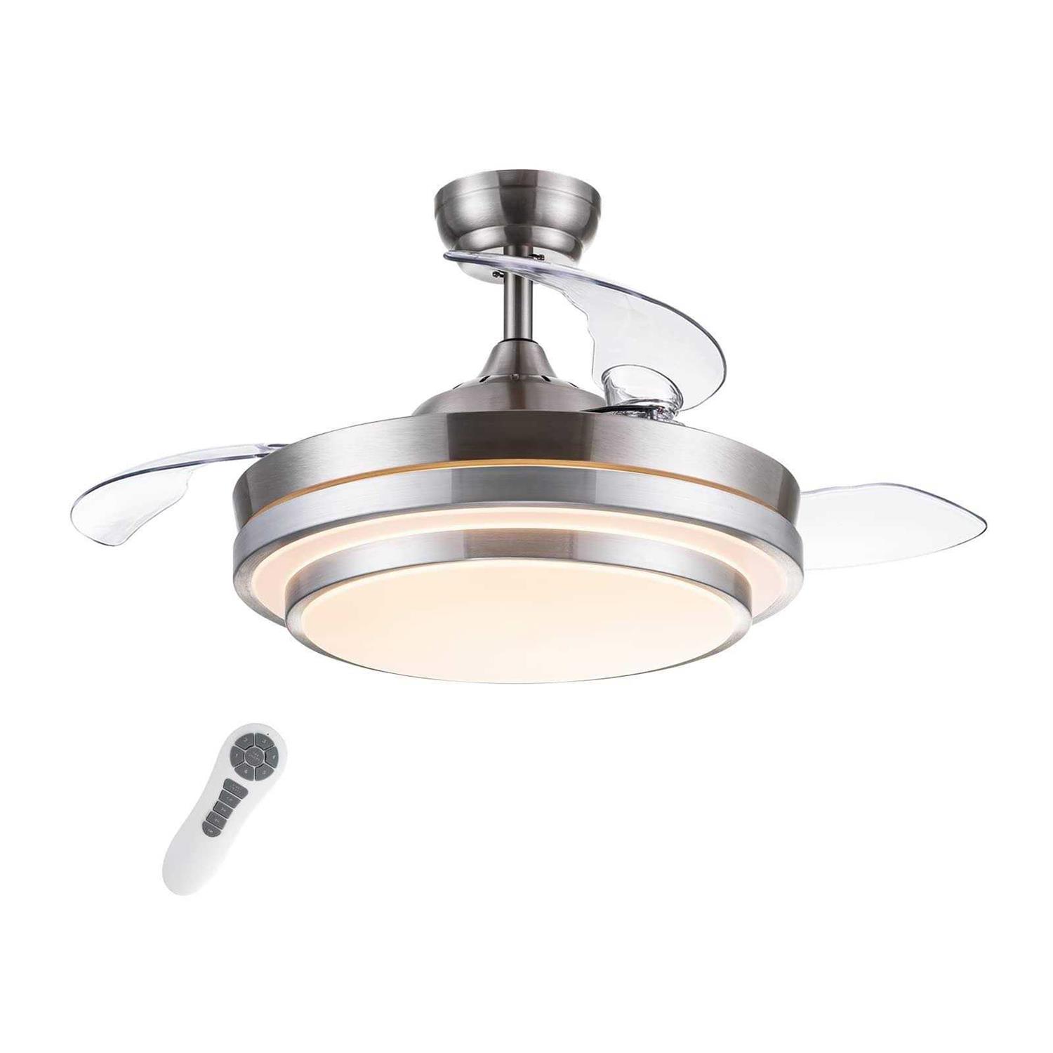 Pochfan Retractable Ceiling Fan with Lights Remote Control 42 Inch Ceiling Fan for Bedroom Living Room etc