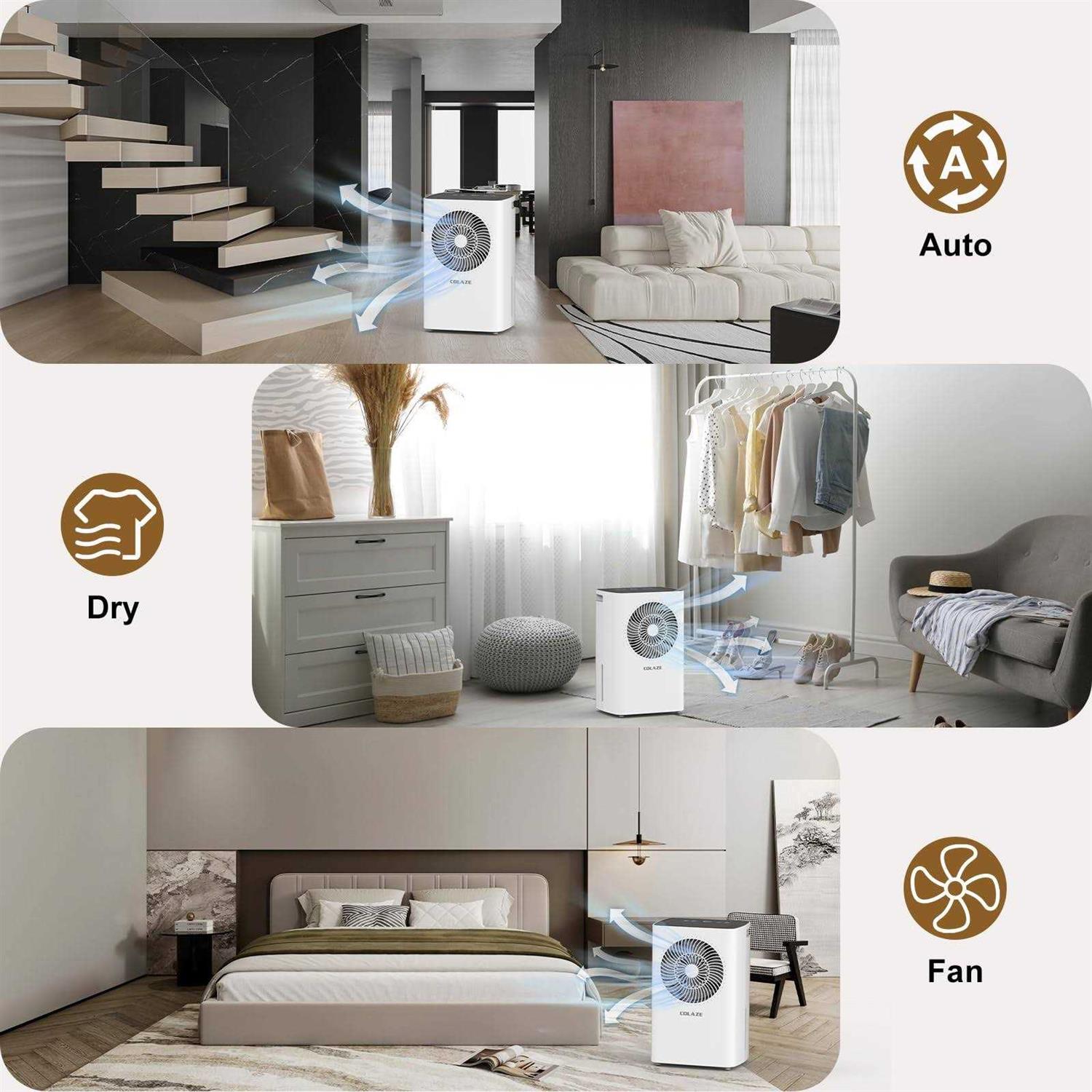 2500 Sq. Ft 30 Pint Dehumidifier, Dehumidifiers For Home Basement With Drain Hose, Colaze Dehumidifiers For Large Room With Auto Or Manual Drain - Image 2