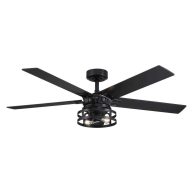 Parrot Uncle 52 in. Industrial Black Ceiling Fan with Remote Control and Light Kit F6321110V
