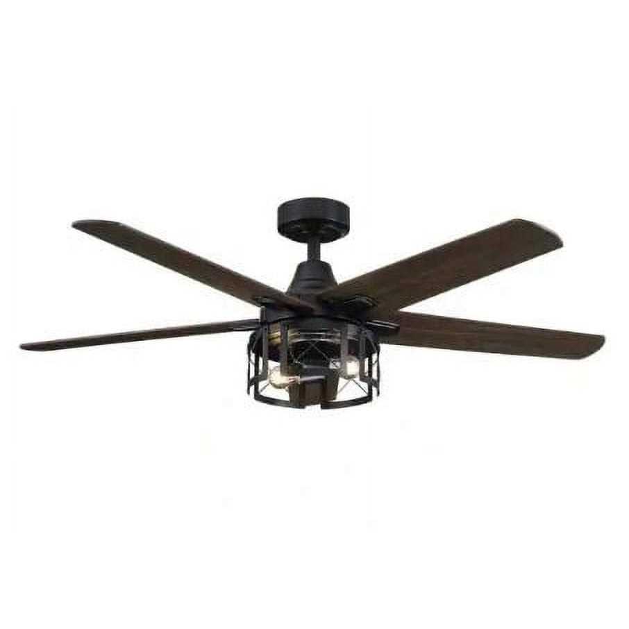 Parrot Uncle 52 in. Industrial Black Ceiling Fan with Remote Control and Light Kit F6321110V
