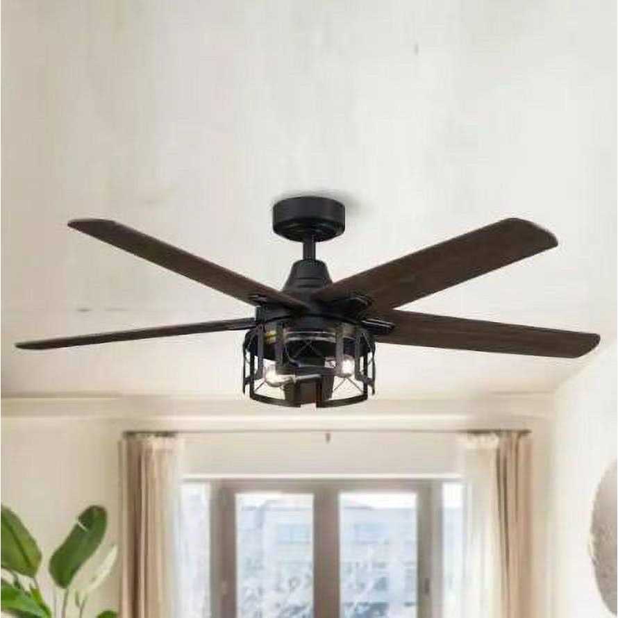 Parrot Uncle 52 in. Industrial Black Ceiling Fan with Remote Control and Light Kit F6321110V - Image 2