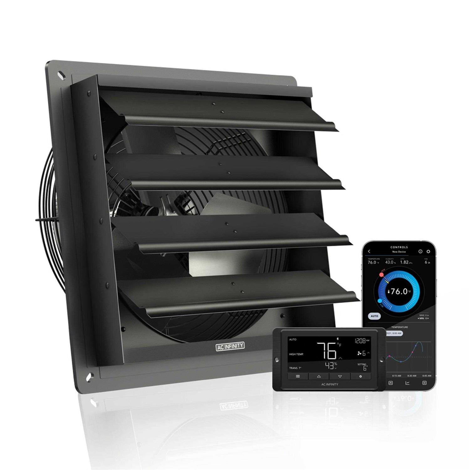 AC Infinity Airlift T12 Shutter Exhaust Ventilation Fan 12 Temperature and Humidity Controller