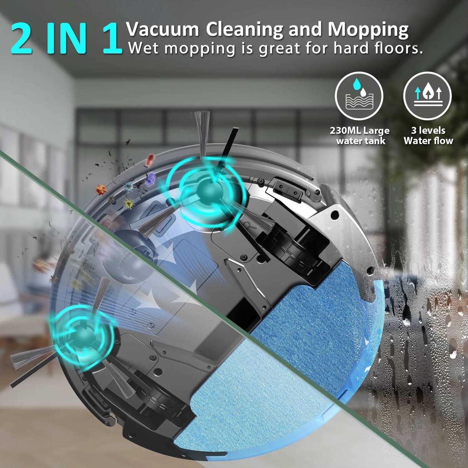 Onson Robot Vacuum Cleaner, 2 in 1 Mop Combo for Pet Hair, Voice Control and Connect Alexa - Image 5