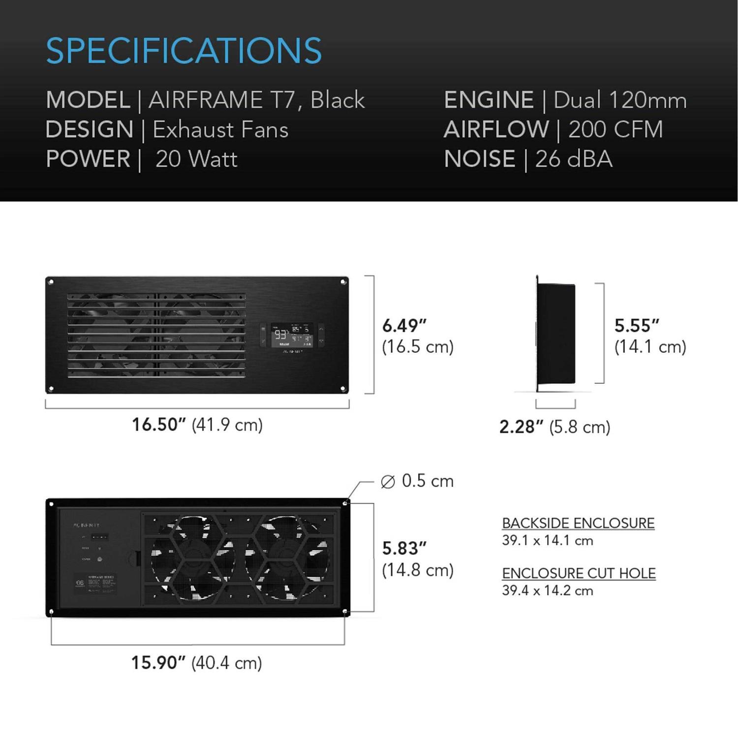 AC Infinity Airframe T7 Black, AV Equipment Closet and Room Fan System 17 - Image 4