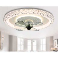 Oaks Aura 20 in. LED Indoor White Glam Crystal Low Profile Ceiling Fan with Light DC2007