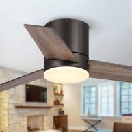 Parrot Uncle 48-in Bronze Color-changing LED Indoor Flush Mount Propeller Ceiling Fan with Light Remote F6298110V