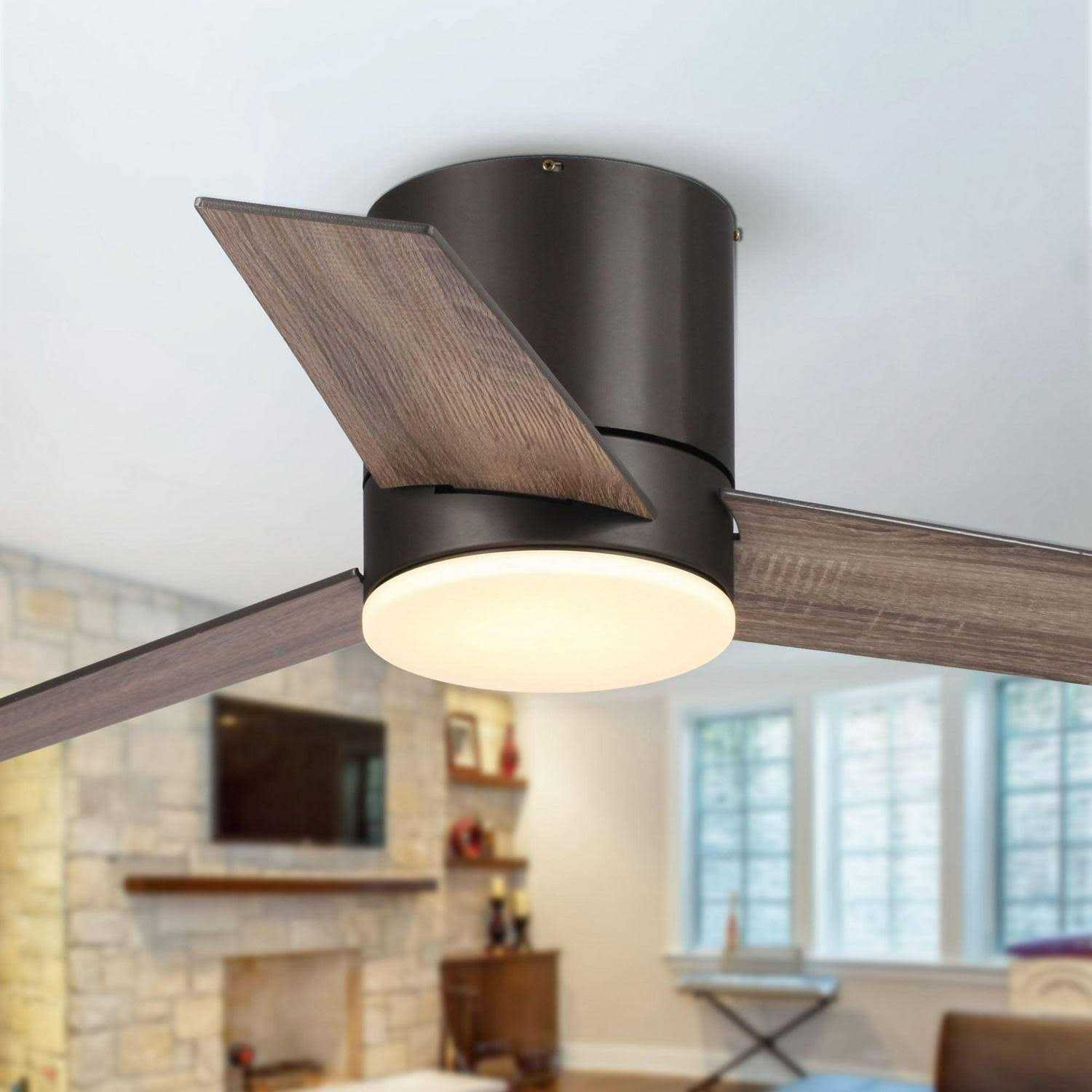 Parrot Uncle 48-in Bronze Color-changing LED Indoor Flush Mount Propeller Ceiling Fan with Light Remote F6298110V