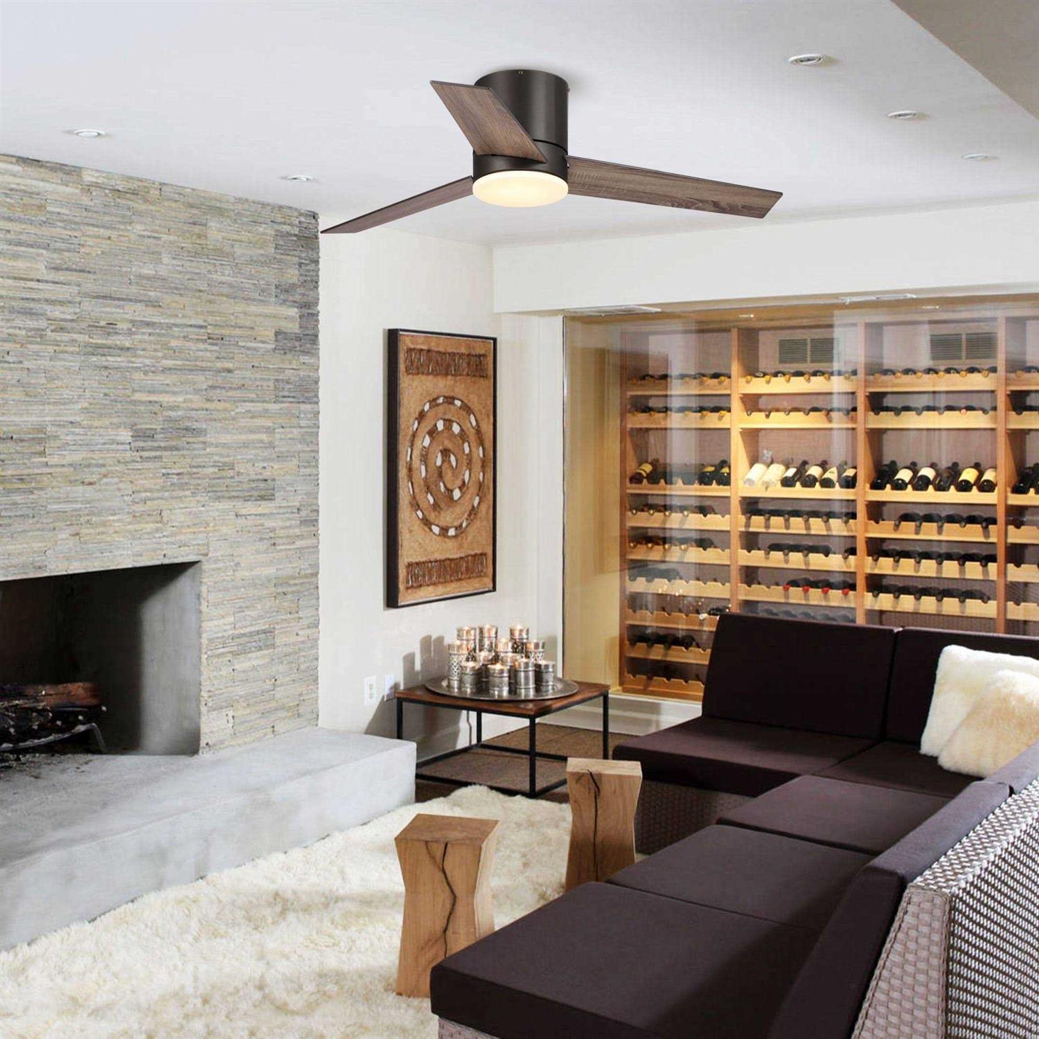 Parrot Uncle 48-in Bronze Color-changing LED Indoor Flush Mount Propeller Ceiling Fan with Light Remote F6298110V - Image 3