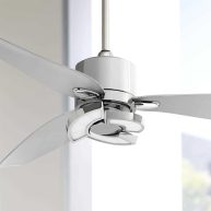 Possini Euro Design 56 Vengeance Modern 3 Blade Indoor Ceiling Fan with LED Light Remote Control Chrome
