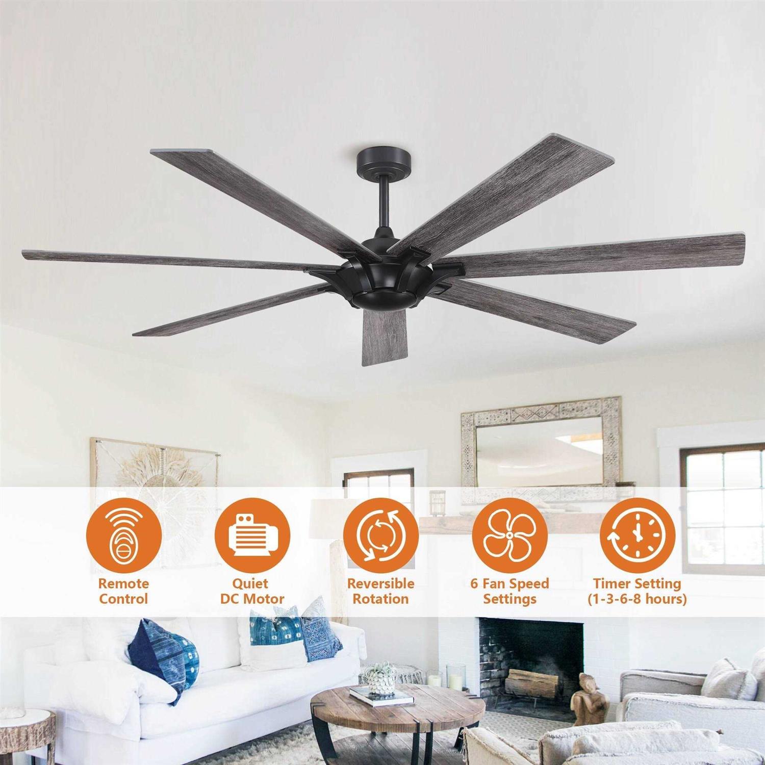 72-inch Farmhouse Reversible 7-Blade Ceiling Fan without Light - Image 3