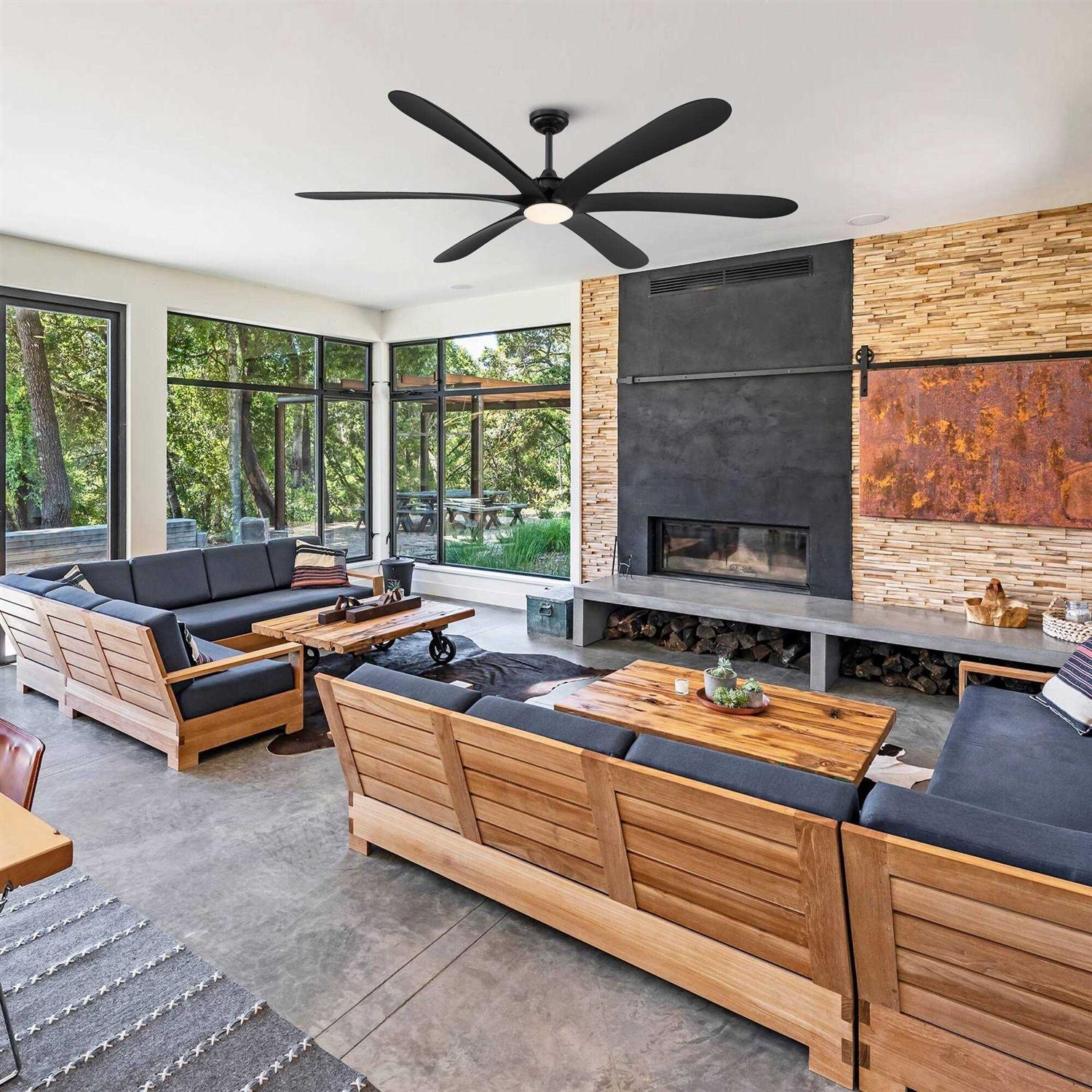 Parrot Uncle 72-in Black LED Indoor Ceiling Fan with Light Remote - Image 3