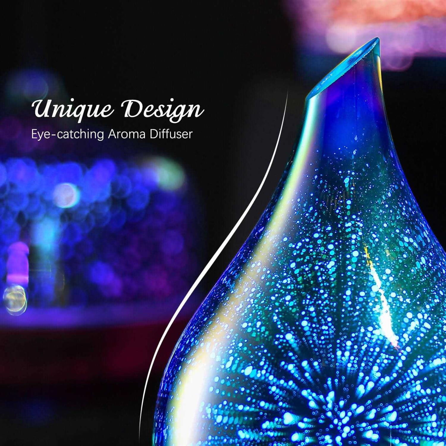 Porseme Essential Oil Diffuser 3D Glass Aromatherapy Ultrasonic Humidifier Air Refresh Auto Shut-Off - Image 2