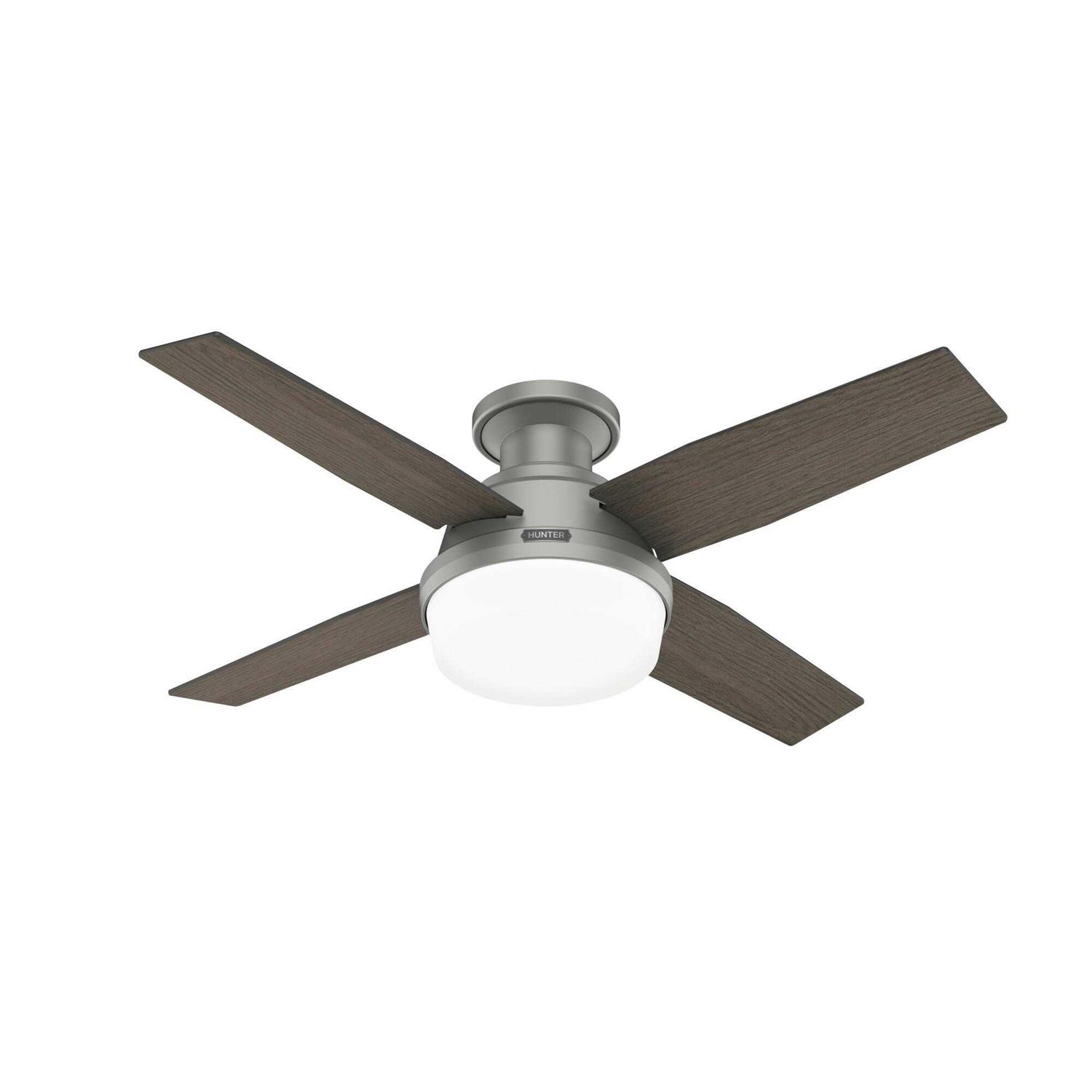 44 Hunter Dempsey LED Matte Silver Ceiling Fan with Remote 51757 - Image 3