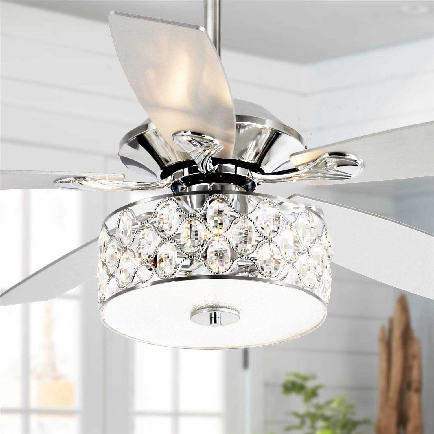Parrot Uncle 52 inch 4-Light Crystal Ceiling Fan with Remote F6217BK110V
