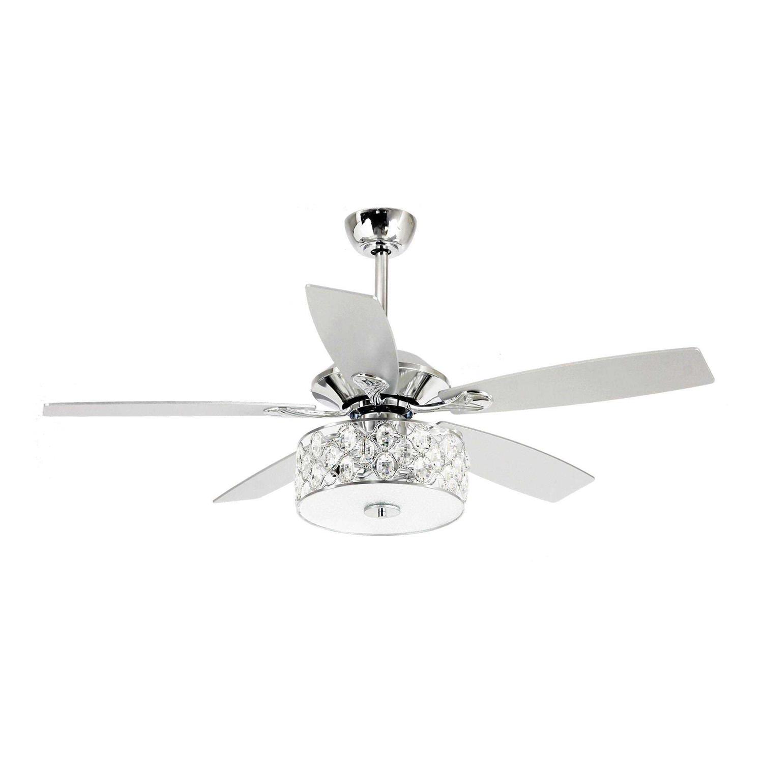 Parrot Uncle 52 inch 4-Light Crystal Ceiling Fan with Remote F6217BK110V - Image 3