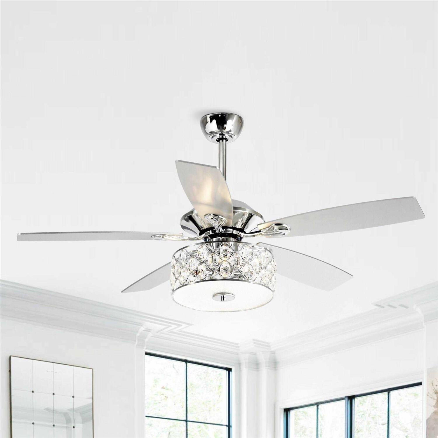 Parrot Uncle 52 inch 4-Light Crystal Ceiling Fan with Remote F6217BK110V - Image 5