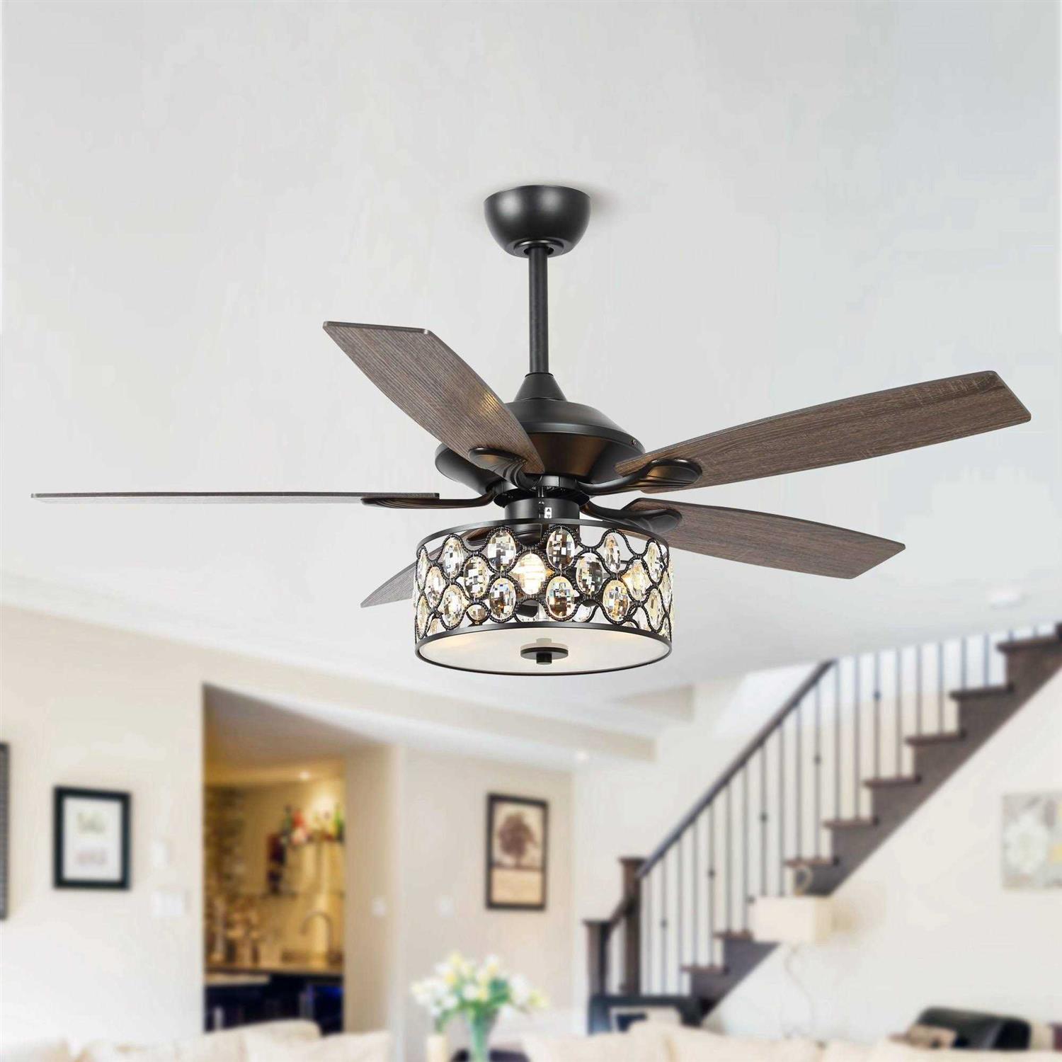 Parrot Uncle 52 inch 4-Light Crystal Ceiling Fan with Remote F6217BK110V