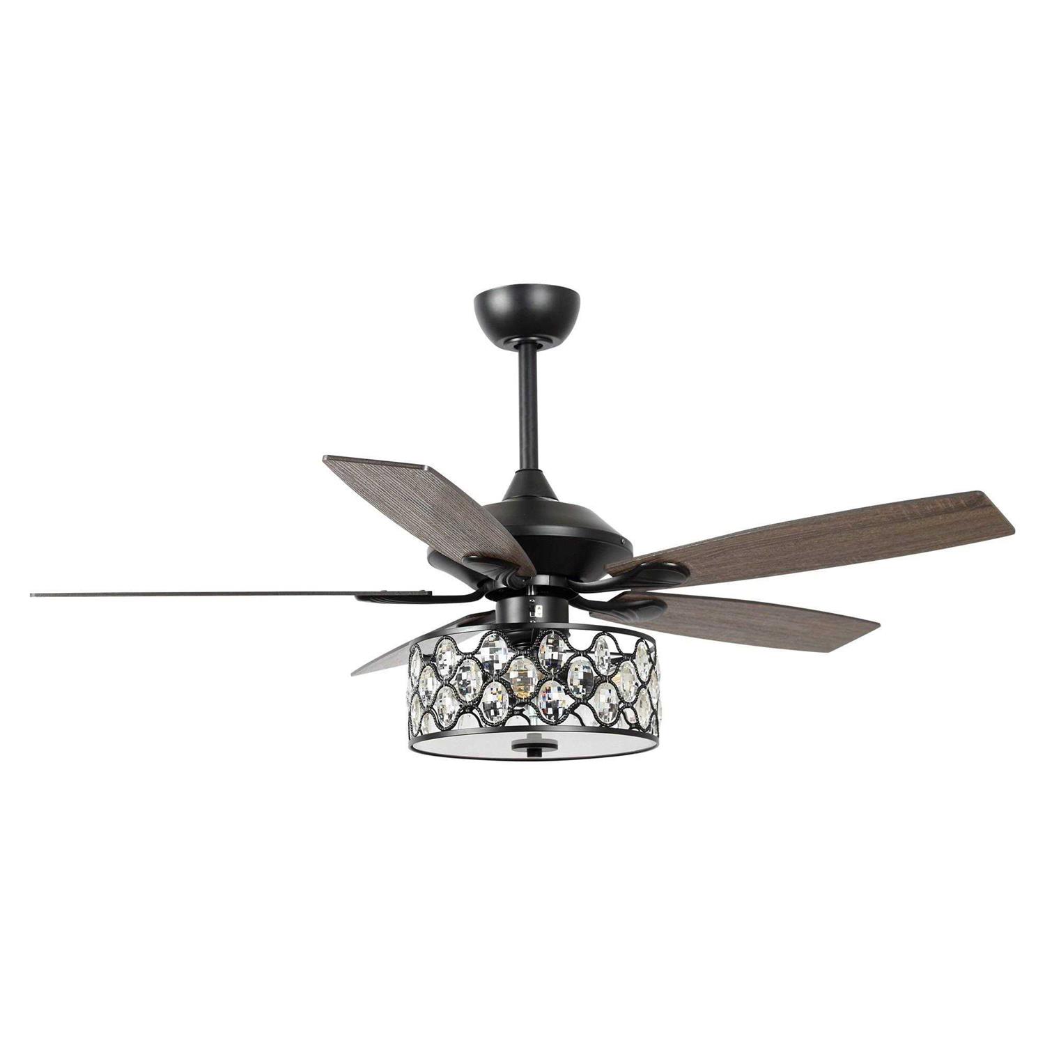 Parrot Uncle 52 inch 4-Light Crystal Ceiling Fan with Remote F6217BK110V - Image 5
