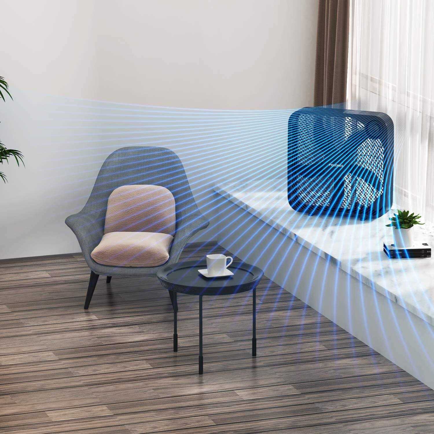 Pelonis 3-Speed Box Fan For Full-Force Circulation With Air Conditioner - Image 5