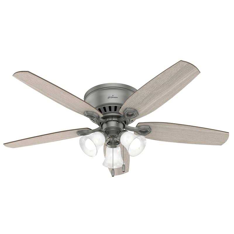 52 Hunter Builder Matte Silver Low Profile Ceiling Fan with LED Light 51113