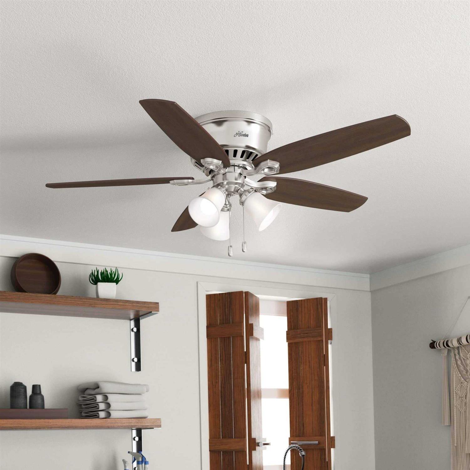 52 Hunter Builder Matte Silver Low Profile Ceiling Fan with LED Light 51113 - Image 2